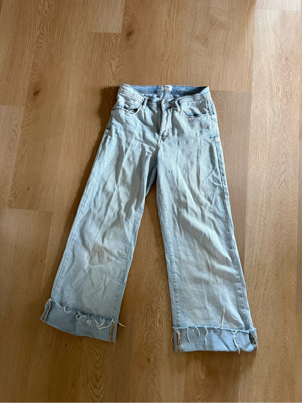 Kensie Light Blue Wide-Leg Jeans with Raw Hem